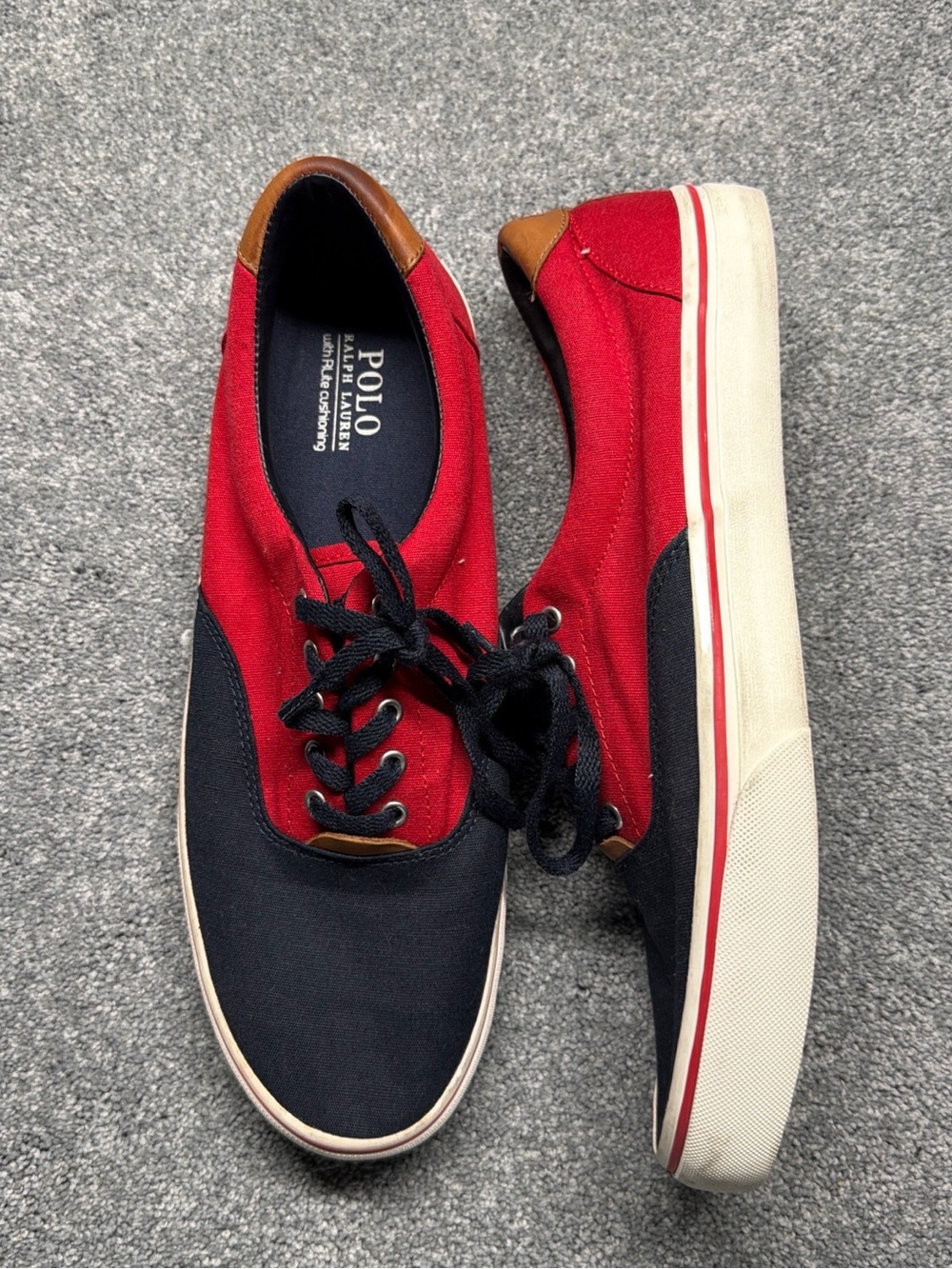 Polo by Ralph Lauren Men’s Red & Navy Canvas Lace-Up Sneakers